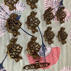 11 piece drawer handles & drawer pull set metal brass colored